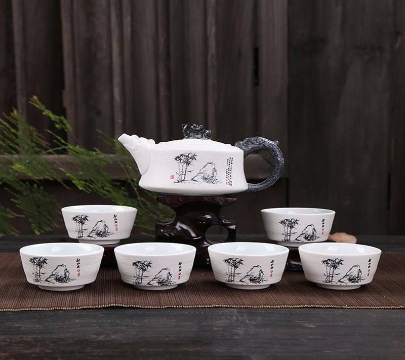 雪花釉茶具七件套