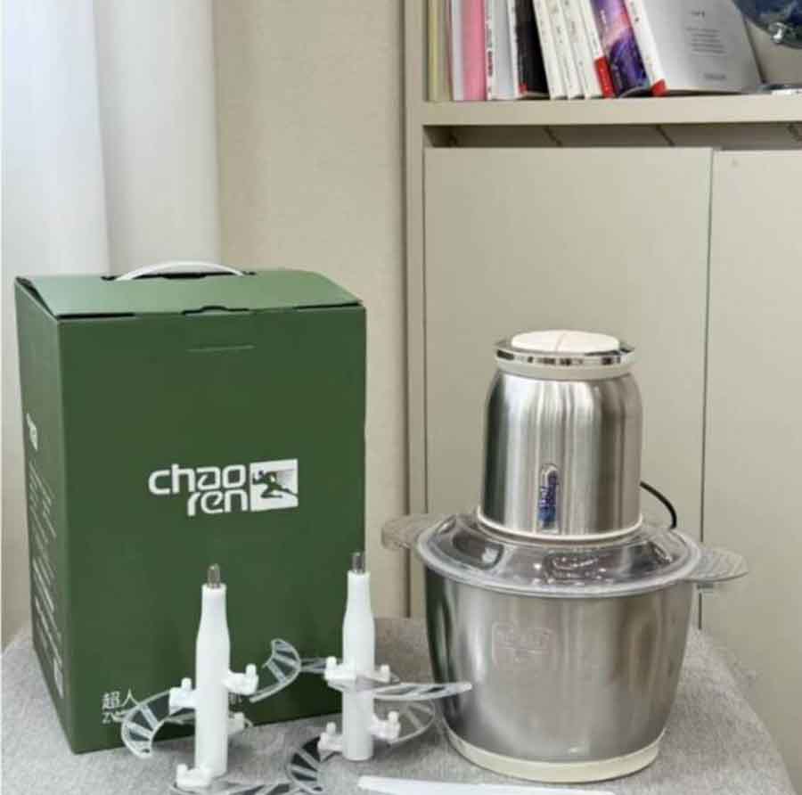 超人3升不锈钢双刀绞肉机