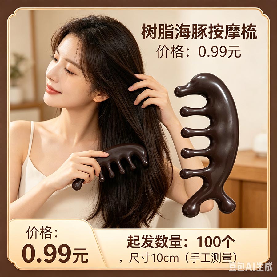 树脂海豚按摩梳