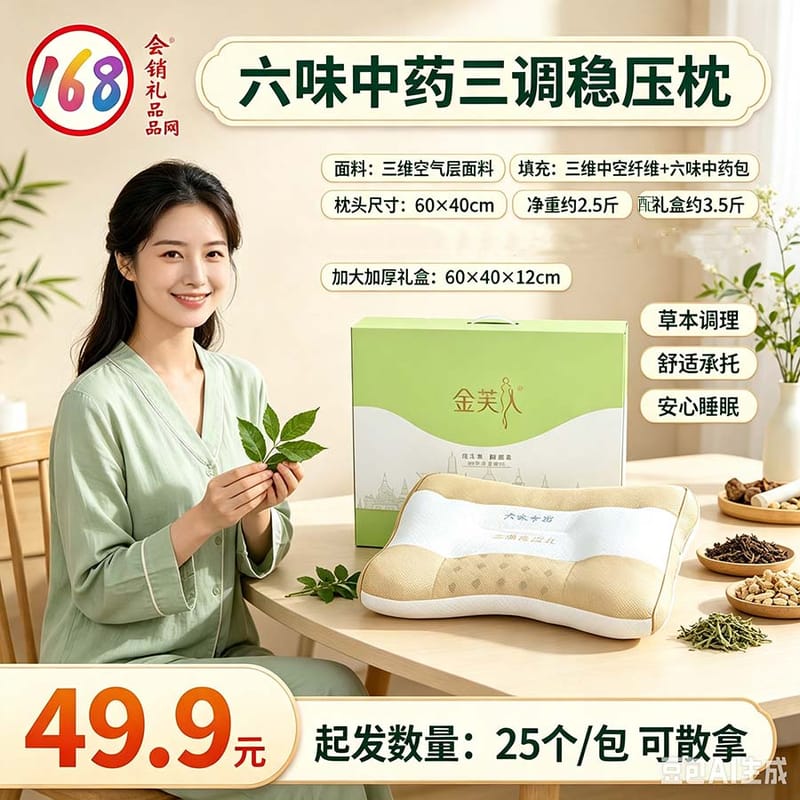 六味中药三调稳压枕头