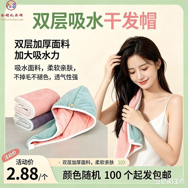 双层吸水干发帽